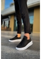 MirgeShoes Siyah Bağcıklı Erkek Tarz Spor Ayakkabı Kalın BYZ Taban MRG01062589