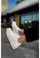 MirgeShoes Beyaz Bağcıklı Erkek Tarz Spor Ayakkabı Kalın BYZ Taban MRG01062589