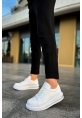MirgeShoes Beyaz Bağcıklı Erkek Tarz Spor Ayakkabı Kalın BYZ Taban MRG01062589