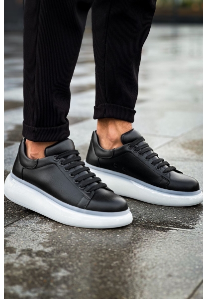 MirgeShoes Siyah Bağcıklı Erkek Tarz Model Ayakkabı Yüksek Kalın BYZ Taban MRG01062613