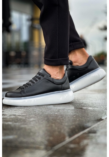 MirgeShoes Siyah Bağcıklı Erkek Tarz Model Ayakkabı Yüksek Kalın BYZ Taban MRG01062613