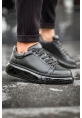 MirgeShoes Siyah Bağcıklı Erkek Tarz Model Ayakkabı Yüksek Kalın SYH Taban MRG01062613