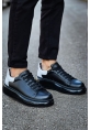 MirgeShoes Siyah-Beyaz Bağcıklı Erkek Tarz Model Ayakkabı Yüksek Kalın SYH Taban MRG01062613