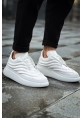 MirgeShoes Beyaz Bağcıklı Erkek Tarz Ayakkabı Model Kabartma Model Yüksek Kalın BYZ Taban MRG01062613