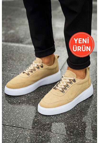 MirgeShoes Kum Çengel Bağcıklı Erkek Tarz Ayakkabı Kalın BYZ Taban MRG01062637