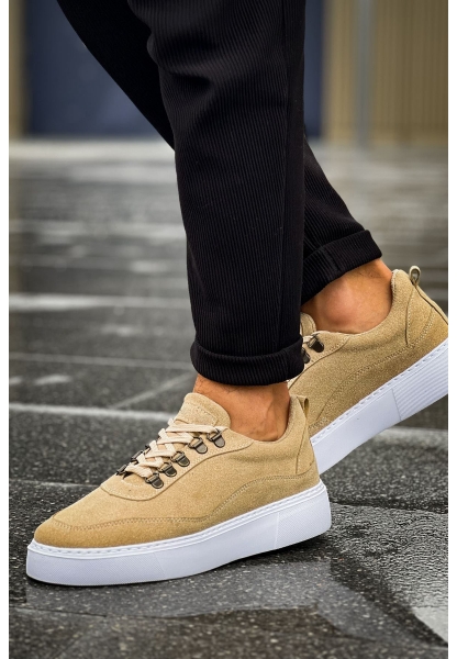 MirgeShoes Kum Çengel Bağcıklı Erkek Tarz Ayakkabı Kalın BYZ Taban MRG01062637