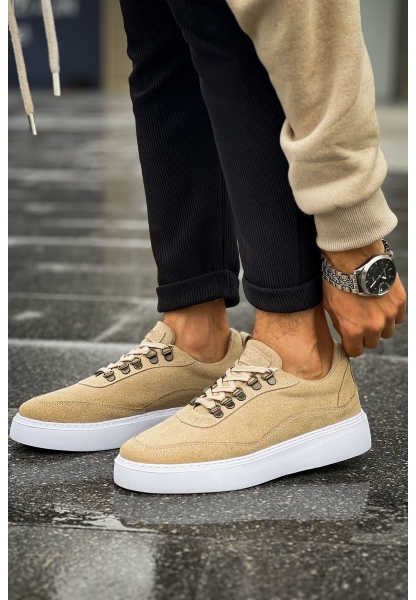 MirgeShoes Kum Çengel Bağcıklı Erkek Tarz Ayakkabı Kalın BYZ Taban MRG01062637