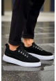MirgeShoes Siyah Çengel Bağcıklı Erkek Tarz Ayakkabı Kalın BYZ Taban MRG01062637