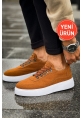 MirgeShoes Taba Çengel Bağcıklı Erkek Tarz Ayakkabı Kalın BYZ Taban MRG01062637