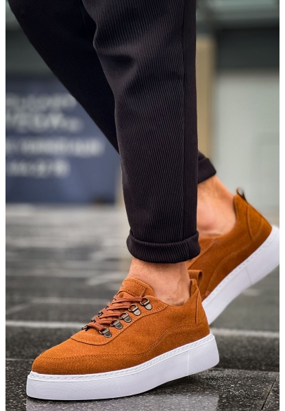 MirgeShoes Taba Çengel Bağcıklı Erkek Tarz Ayakkabı Kalın BYZ Taban MRG01062637