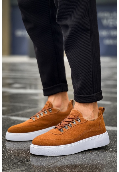 MirgeShoes Taba Çengel Bağcıklı Erkek Tarz Ayakkabı Kalın BYZ Taban MRG01062637