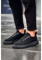 MirgeShoes Siyah Çengel Bağcıklı Erkek Tarz Ayakkabı Kalın SYH Taban MRG01062637