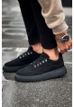 MirgeShoes Siyah Çengel Bağcıklı Erkek Tarz Ayakkabı Kalın SYH Taban MRG01062637