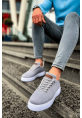 MirgeShoes Antrasit Bağcıklı Erkek Spor Ayakkabı Günlük Rahat Yüksek BYZ Taban MRG01062731
