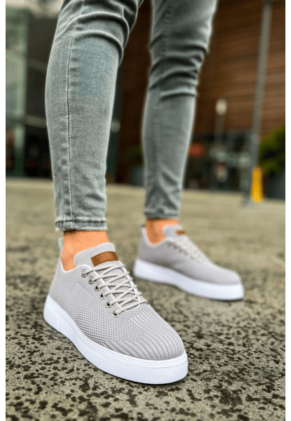 MirgeShoes Antrasit Bağcıklı Erkek Spor Ayakkabı Günlük Rahat Yüksek BYZ Taban MRG01062731