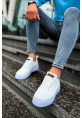 MirgeShoes Beyaz Bağcıklı Erkek Spor Ayakkabı Günlük Rahat Yüksek BYZ Taban MRG01062731