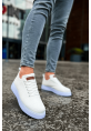MirgeShoes Beyaz Bağcıklı Erkek Spor Ayakkabı Günlük Rahat Yüksek BYZ Taban MRG01062731