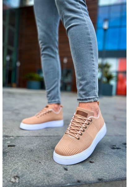 MirgeShoes Taba Bağcıklı Erkek Spor Ayakkabı Günlük Rahat Yüksek BYZ Taban MRG01062731