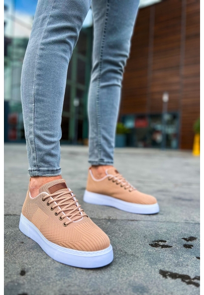 MirgeShoes Taba Bağcıklı Erkek Spor Ayakkabı Günlük Rahat Yüksek BYZ Taban MRG01062731