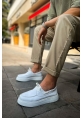 MirgeShoes Beyaz Bağcıklı Erkek Loafer Ayakkabı Yüksek Kalın BYZ Taban MRG01062737