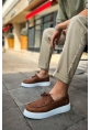 MirgeShoes Taba Bağcıklı Erkek Loafer Ayakkabı Yüksek Kalın BYZ Taban MRG01062737