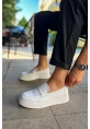 MirgeShoes Beyaz Bağcıksız Erkek Loafer Ayakkabı Yüksek Kalın BYZ Taban MRG01062739