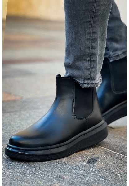 MirgeShoes Siyah Lastikli Erkek Klasik Chelsea Bot Kalın SYH Taban MRG01062931