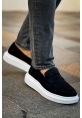MirgeShoes Siyah Bağcıksız Erkek Loafer Ayakkabı Süet Yüksek Kalın BYZ Taban MRG01062933