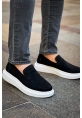 MirgeShoes Siyah Bağcıksız Erkek Loafer Ayakkabı Süet Yüksek Kalın BYZ Taban MRG01062933