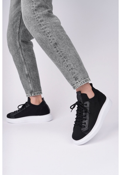 MirgeShoes Siyah Bağcıklı Erkek Casual Ayakkabı Rahat Kalın BYZ Taban MRG01062937