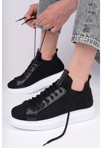 MirgeShoes Siyah Bağcıklı Erkek Casual Ayakkabı Rahat Kalın BYZ Taban MRG01062937