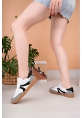 MirgeShoes Beyaz-Siyah-Gri Bağcıklı Kadın Günlük Spor Ayakkabı Rahat KHV Taban MRG01062939