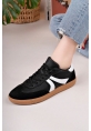 MirgeShoes Siyah-Beyaz Bağcıklı Kadın Günlük Spor Ayakkabı Rahat KHV Taban MRG01062939