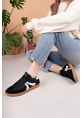 MirgeShoes Siyah-Beyaz Bağcıklı Kadın Günlük Spor Ayakkabı Rahat KHV Taban MRG01062939