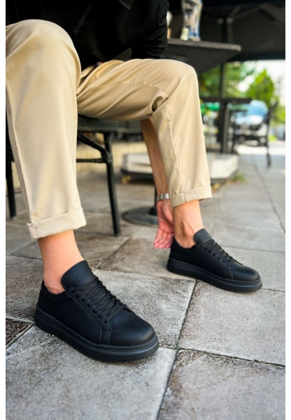 MirgeShoes Siyah Bağcıklı Unisex Santoni Spor Ayakkabı Rahat SYH Taban MRG01063297