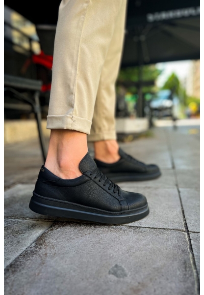 MirgeShoes Siyah Bağcıklı Unisex Santoni Spor Ayakkabı Rahat SYH Taban MRG01063297