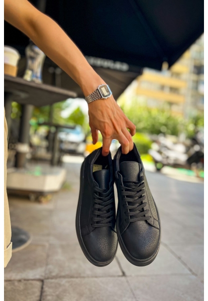 MirgeShoes Siyah Bağcıklı Unisex Santoni Spor Ayakkabı Rahat SYH Taban MRG01063297