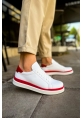 MirgeShoes Beyaz-Kırmızı Bağcıklı Erkek Santoni Spor Ayakkabı Rahat BYZ Taban MRG01063297