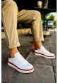 MirgeShoes Beyaz-Kırmızı Bağcıklı Erkek Santoni Spor Ayakkabı Rahat BYZ Taban MRG01063297