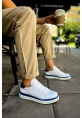 MirgeShoes Beyaz-Mavi Bağcıklı Erkek Santoni Spor Ayakkabı Rahat BYZ Taban MRG01063297