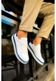 MirgeShoes Beyaz-Mavi Bağcıklı Erkek Santoni Spor Ayakkabı Rahat BYZ Taban MRG01063297