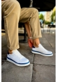 MirgeShoes Beyaz-Mavi Bağcıklı Erkek Santoni Spor Ayakkabı Rahat BYZ Taban MRG01063297