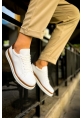 MirgeShoes Beyaz-Taba Bağcıklı Erkek Santoni Spor Ayakkabı Rahat BYZ Taban MRG01063297