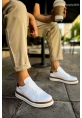MirgeShoes Beyaz-Taba Bağcıklı Erkek Santoni Spor Ayakkabı Rahat BYZ Taban MRG01063297