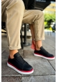 MirgeShoes Siyah-Kırmızı Bağcıklı Erkek Santoni Spor Ayakkabı Rahat BYZ Taban MRG01063297
