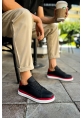 MirgeShoes Siyah-Kırmızı Bağcıklı Erkek Santoni Spor Ayakkabı Rahat BYZ Taban MRG01063297
