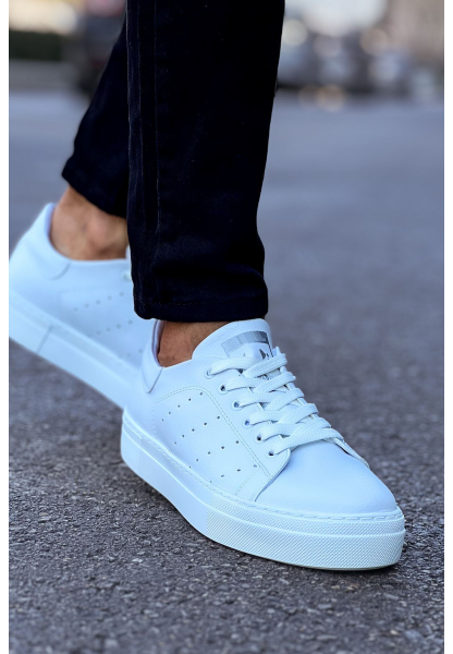 MirgeShoes Beyaz Bağcıklı Unisex Günlük Spor Ayakkabı Rahat Yüksek BYZ Taban MRG01063301