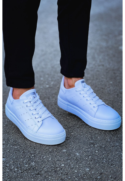 MirgeShoes Beyaz Bağcıklı Unisex Günlük Spor Ayakkabı Rahat Yüksek BYZ Taban MRG01063301
