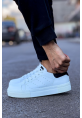 MirgeShoes Beyaz-Siyah Bağcıklı Unisex Günlük Spor Ayakkabı Rahat Yüksek BYZ Taban MRG01063301