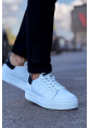 MirgeShoes Beyaz-Siyah Bağcıklı Unisex Günlük Spor Ayakkabı Rahat Yüksek BYZ Taban MRG01063301